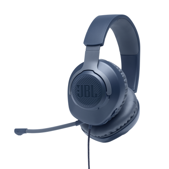 JBL Quantum 100 - Blue - Wired over-ear gaming headset with flip-up mic - Hero